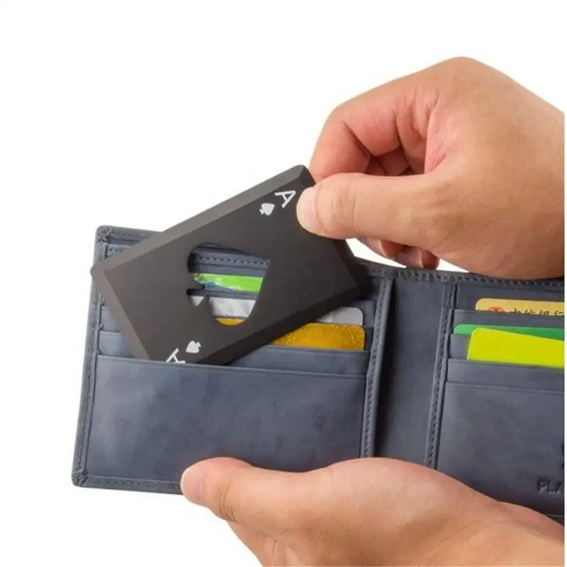 1pc Portable Stainless Steel Spade A Bottle Opener Poker-Shaped Playing Cards For Beer Bottle Opener Throwing And Cutting