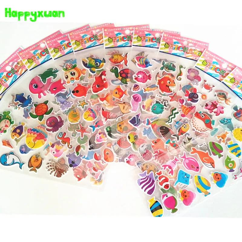 Happyxuan 12 листов дети Пузырьковые выпуклые наклейки мультфильм Океаническая рыба