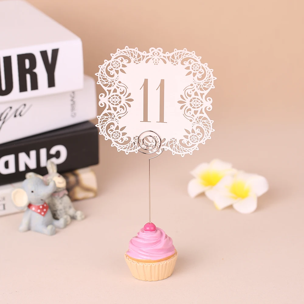 

10pcs/set Mini Pearl Paper Laser Cut Table Number Card Party Direction Sign Place Cards Weddings Party Banquet Decoration 1-20