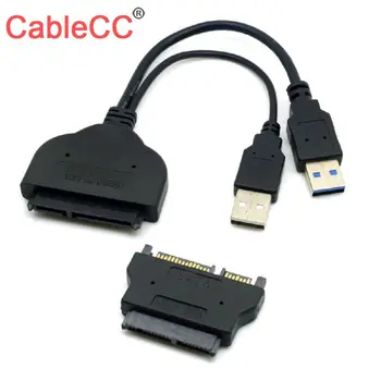

Cablecc 1set USB 3.0 to SATA 22Pin & SATA to 16Pin Micro SATA Adapter for 1.8" 2.5" Hard Disk Driver With Extral USB Power Cable