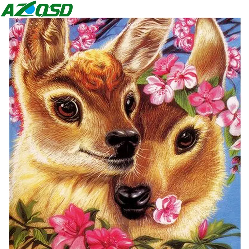

AZQSD 5D DIY Diamond Painting Animal Cross Stitch Picture Of Rhinestones Needlework Diamond Embroidery Deer Handmade Gift