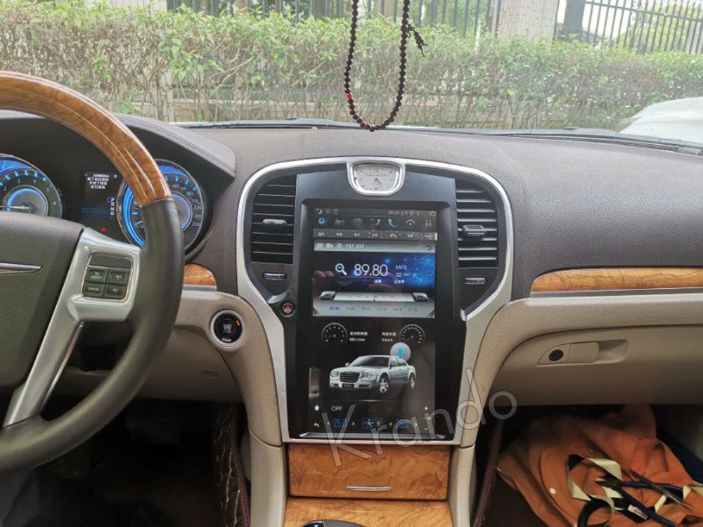 Best Krando Android 6.0 13.3" Tesla Vertical for Chrysler 300C 2013-2018 car radio gps navigation multimedia system BT 2