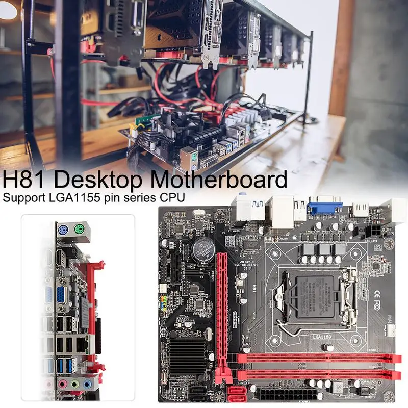 

H81 Desktop Computer Motherboard Socket LGA 1150 Pins i3 i5 3470 4590CPU Super B85 Micro-ATX UEFI BIOS