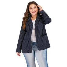 Модные блейзеры для женщин, плюс размер, пиджак, длинный рукав, пальто, офисная одежда, Женское пальто, повседневная верхняя одежда, женский темно-синий