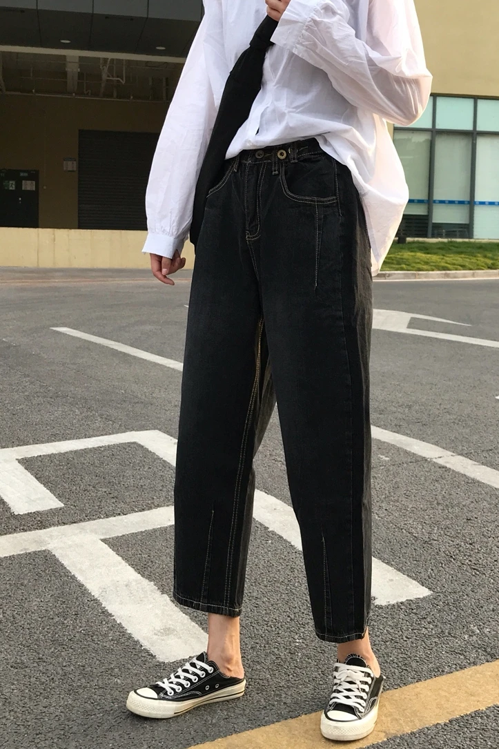 Черные джинсовые штаны для мальчиков; Модные свободные хлопковые джинсы ...