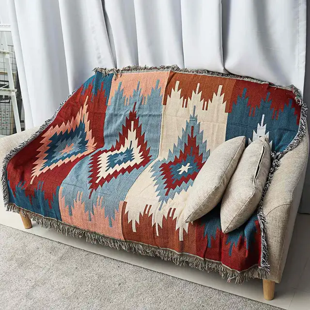 Online Shop Bohemian Cotton Boho Tapestry Throw Rug Lounge Sofa