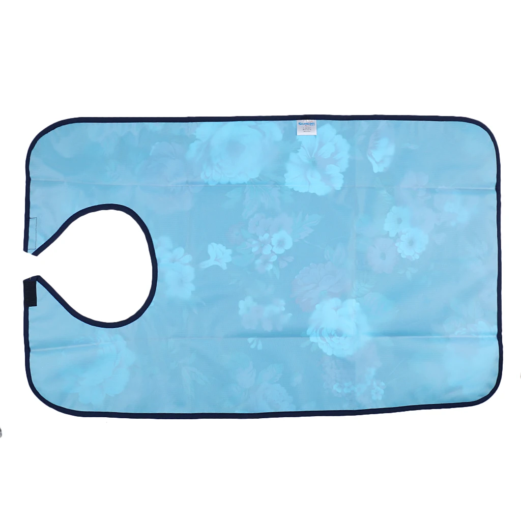 

2 Pieces Adults Reusable Mealtime Bib Protector Disability Aid Aprons Hibiscus Plaid Pattern