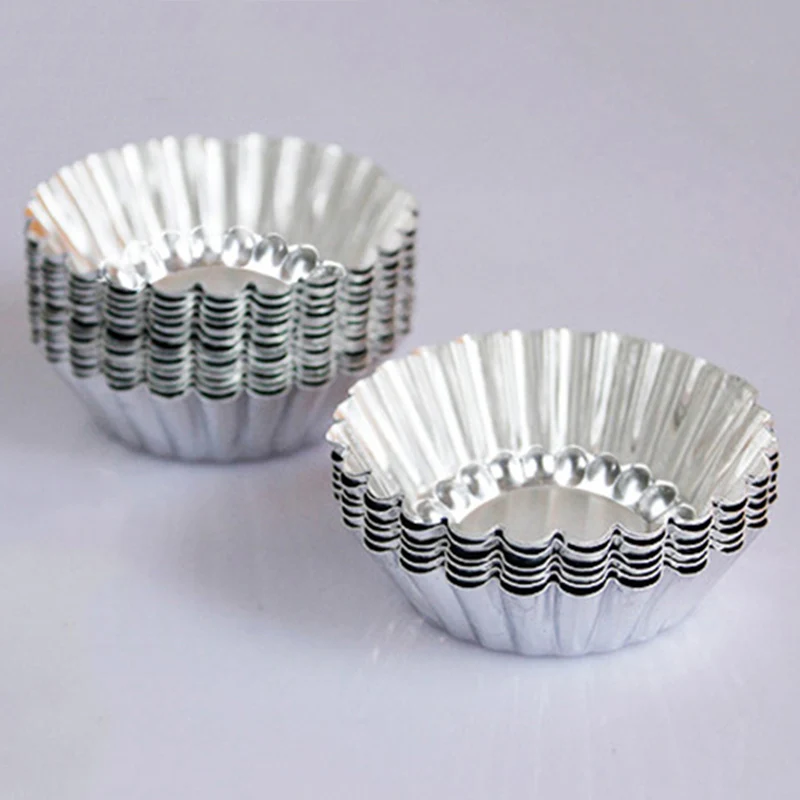 

10 Disposable Aluminum Foil Baking Cups Egg Tart Pan Cupcake Cookie Muffin Mould