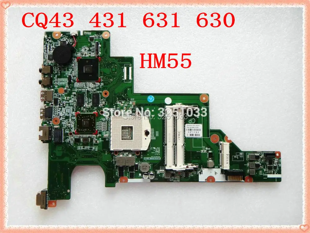 Материнская плата для ноутбука HP 431 631 630 CQ43 646670 M/512 DDR3 HM55 CPU 100% 6370 001|Материнские