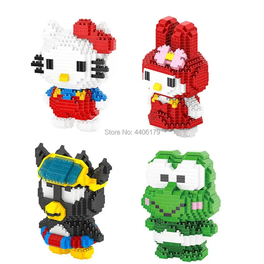 

hot LegoINGlys creators japan cartoon image Hello Kitty micro diamond building block cat kt Melody rabbit Keroppi Rana toys gift