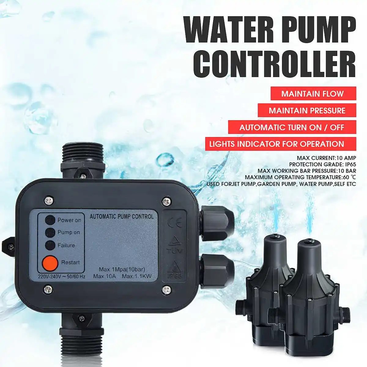 

ZEAST 10BAR 220-240V Automatic Electronic Switch Control 10A Water Pump Pressure Controller