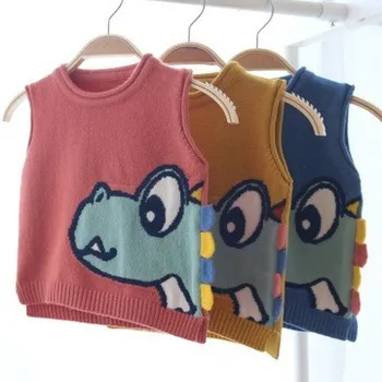 

Toddler Baby Waistcoat Cartoon Pattern Knitted Girls Boys Vest Fashion Sleeveless Sweater Infant Fahion Pullover Kids Clothing