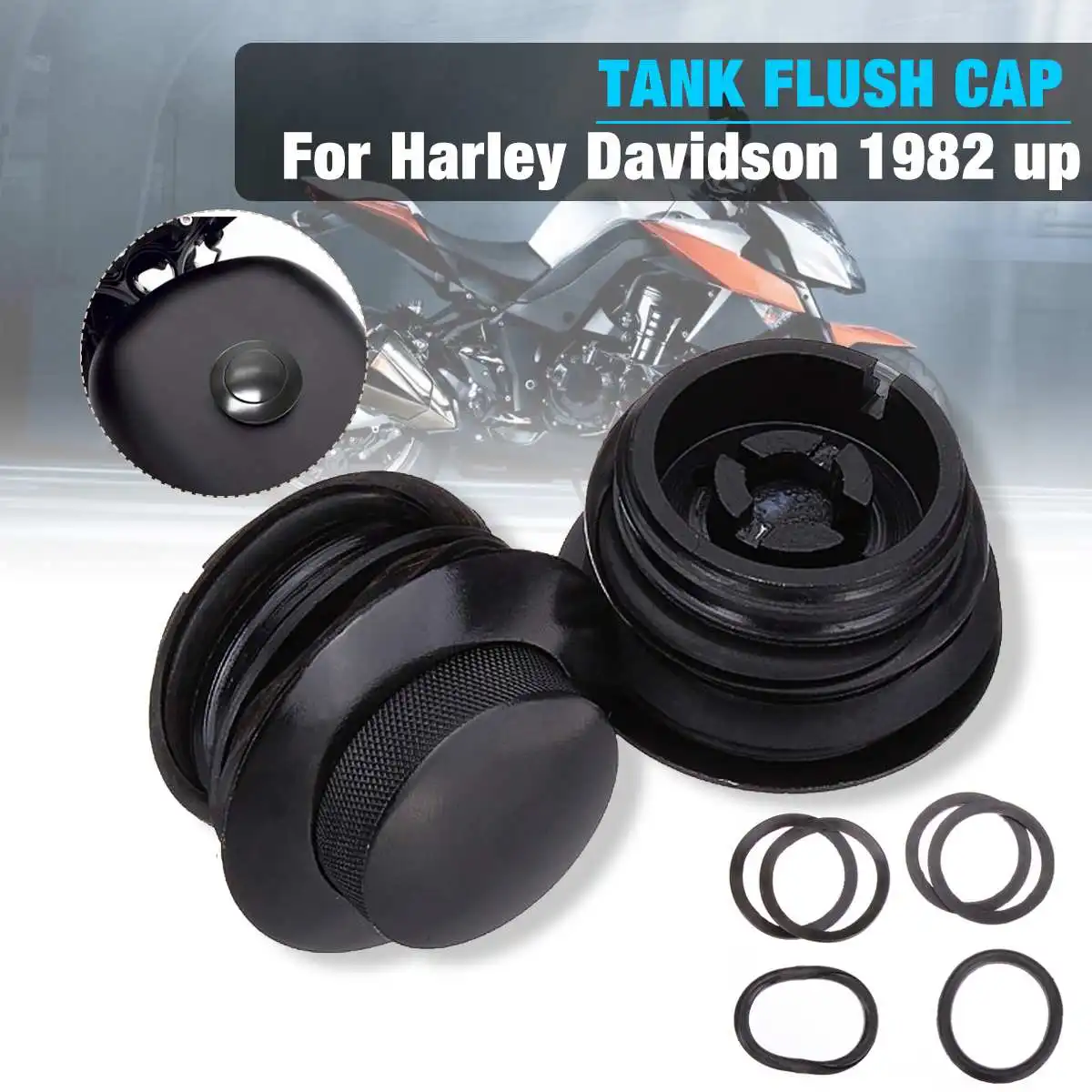 2pcs Custom Black Gas Fuel Tank Flush Mount Cap For Harley Davidson 1982 upin Fuel Pumps from