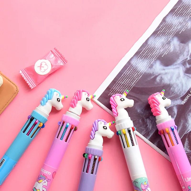 Многофункциональная 6 в 1 красочная Шариковая ручка Kawaii Единорог многоцветная