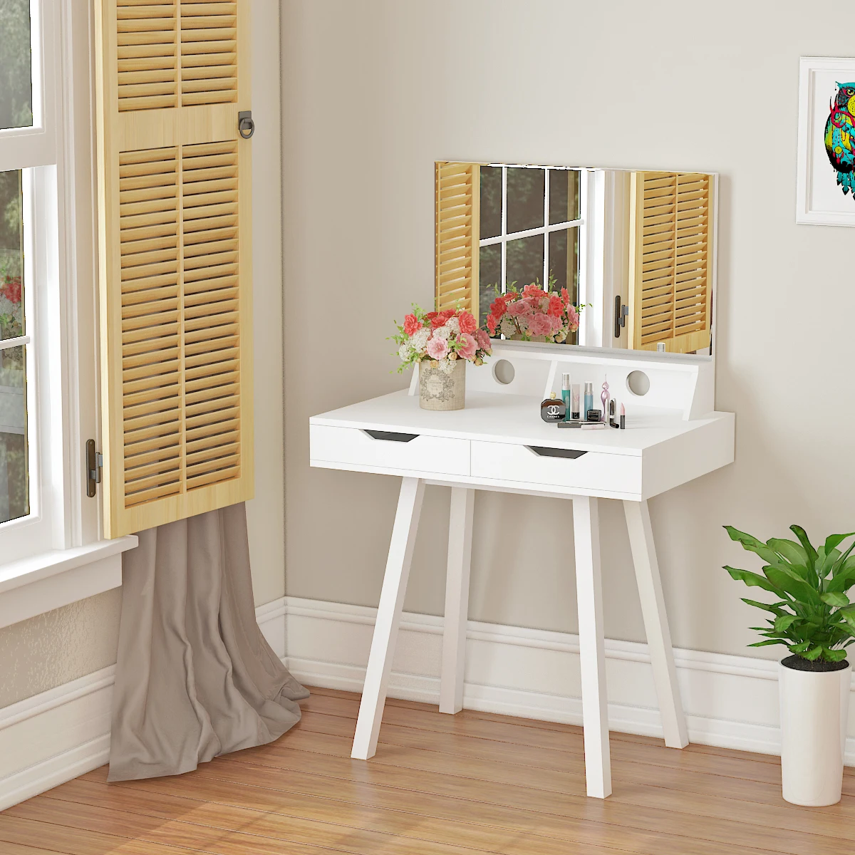 cheap Panana Fashion Dressers Dressing Bedroom Vanity Makeup Mirror Table Furniture with Stool
