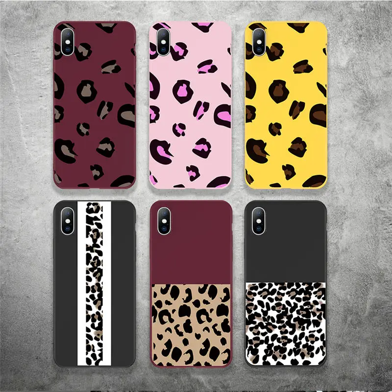 

Ottwn Leopard Print Pattern Case For iPhone 7 8 6 6S Plus X XR XS Max 5 5s SE Silicone Fashion Phone Cases Soft TPU Back Cover