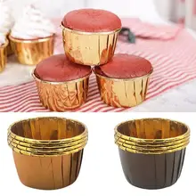 50 шт. Бумажные Формочки для кекса DIY выпечки чашки маслостойкие торт чашки кухонные Кондитерские инструменты Bling Золотой обод Формы для кексов
