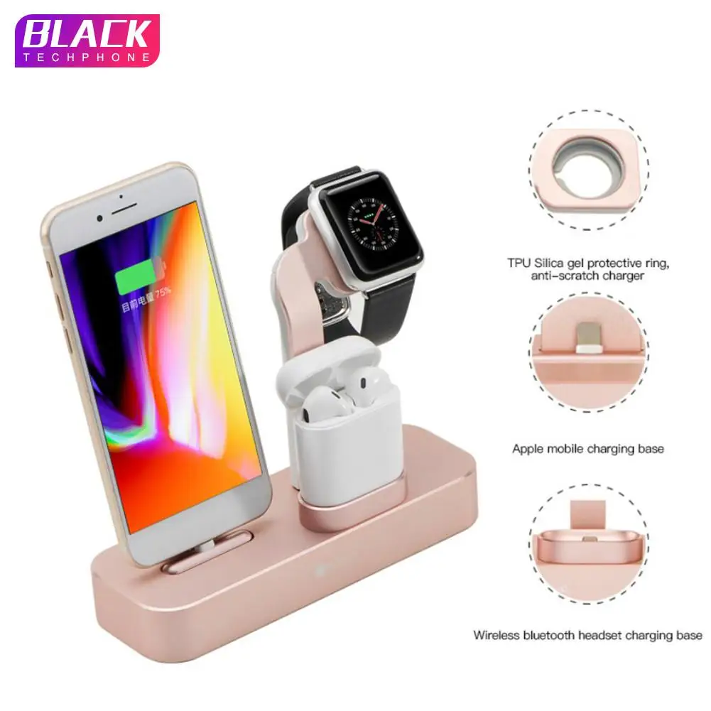 

3-in-1 Qi Wireless Fast Charger Aluminum Alloy Charging Base Stand For IPhone X/ 8 Samsung S9 /s8 Mobile Phone
