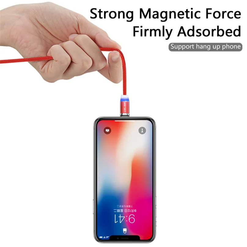 Магнитный кабель USLION светодиодный Type C Micro USB для зарядки iPhone XS MAX магнитное