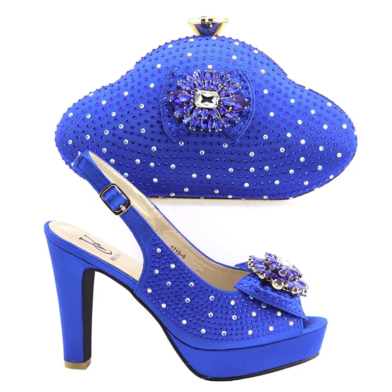 

17-7 R-BLUR Latest Italian Shoes with Matching Bags Set Decorated with Appliques Matching Shoes and Bag Set for Wedding Luxury