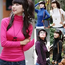 Водолазка с длинным рукавом для женщин джемпер Рубашки Тонкий Осень Весна Топы футболки хлопок#20