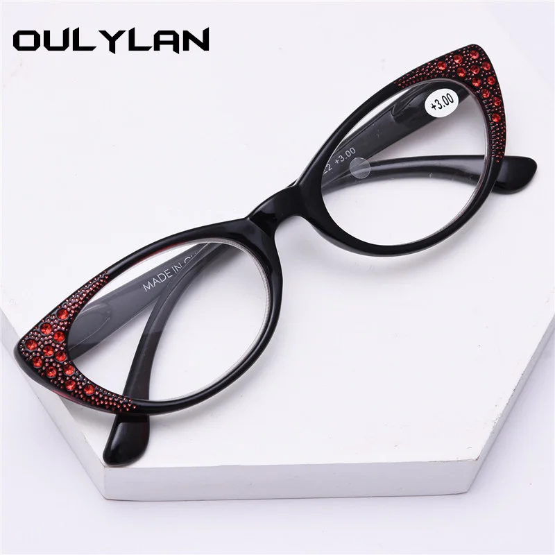 Oulylan, очки для чтения, женские, бренд, кошачий глаз, алмаз, пресбиопические очки, женские очки для дальнозоркости, очки для диопетра+ 1,0 3,0