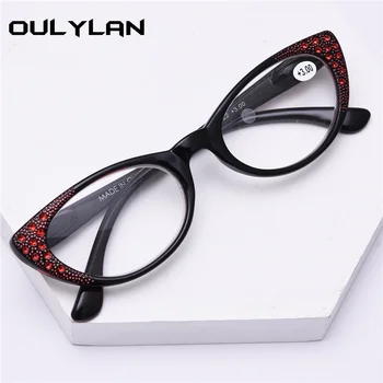 

Oulylan Cat Eye Reading Glasses Women Fashion Diamond Presbyopic Eyeglasses Hyperopia Spectacles Ladies Eyewears Portable +2.0