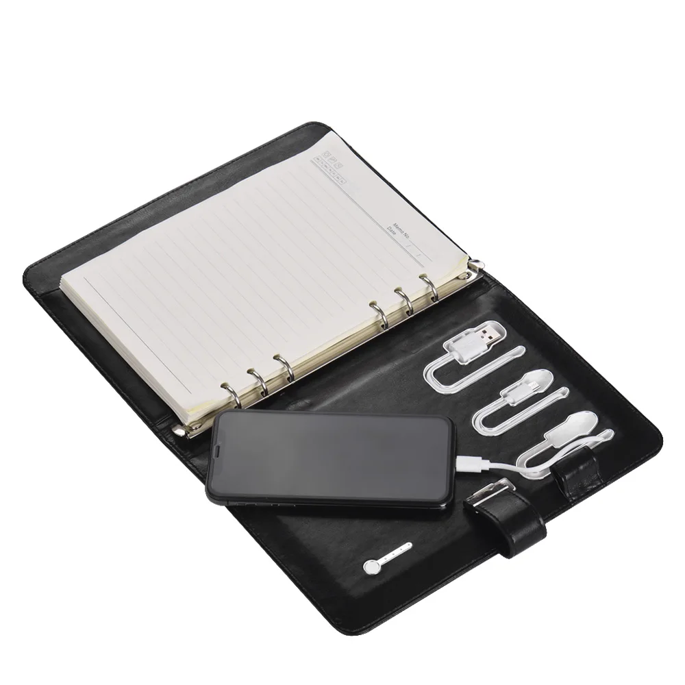 

Multi Functional Power Bank Notebook Business PU Leather Journal Note Book Planner with 8000 mAh Power Capacity