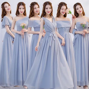 

Vivian's Bridal 2019 Fashion A-line Slim Fit Thin Chiffon Dress Two Color Six Style Elegant Floor-length Bridesmaid Dresses