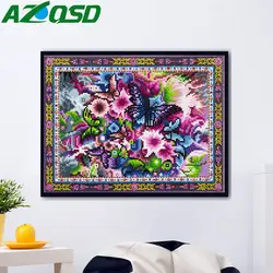 Azqsd Алмазная Цветочная мозаика вышивки крестом DIY Алмазная роспись бабочки картина на стену с животными особой формы Декор для дома ручной