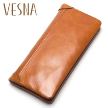 Vesna TAUREN Oil Wax Genuine Leather Men Wallet Long Designer Male Clutch Luxury Brand Men Wallets Zipper Coin Purse Phone Bags Vesna TAUREN Oil Wax Genuine Leather Men Wallet Long Designer Male Clutch Luxury Brand Men Wallets Zipper Coin Purse Phone Bags