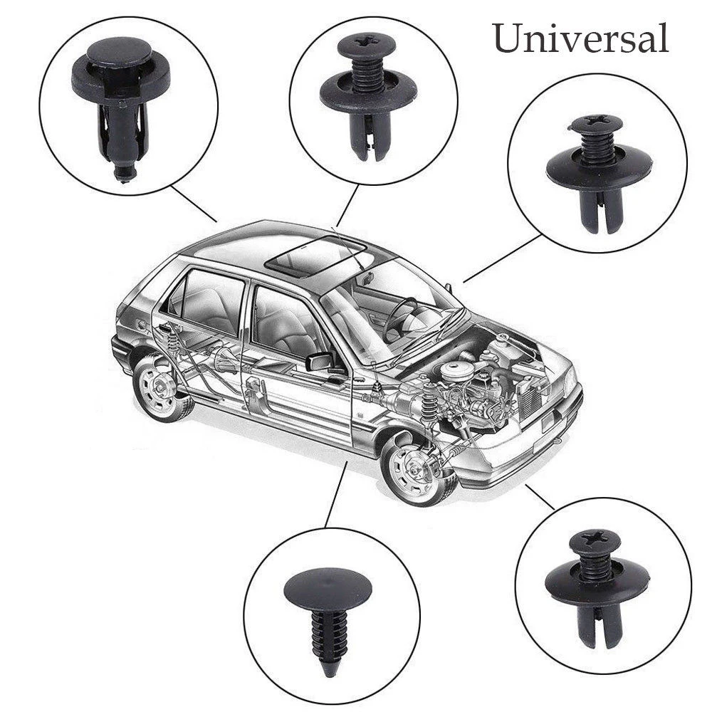 

100pcs/Set Clip Trim Push Pin Rivet Bumper Door Panel Retainer Fastener Kit 6 Kinds Size for Fitting Side Skirts Bumpers