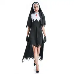 Хэллоуин вечерние зомби монахини Косплэй равномерное бар сценический костюм ужас Хэллоуин Косплэй костюм Для женщин