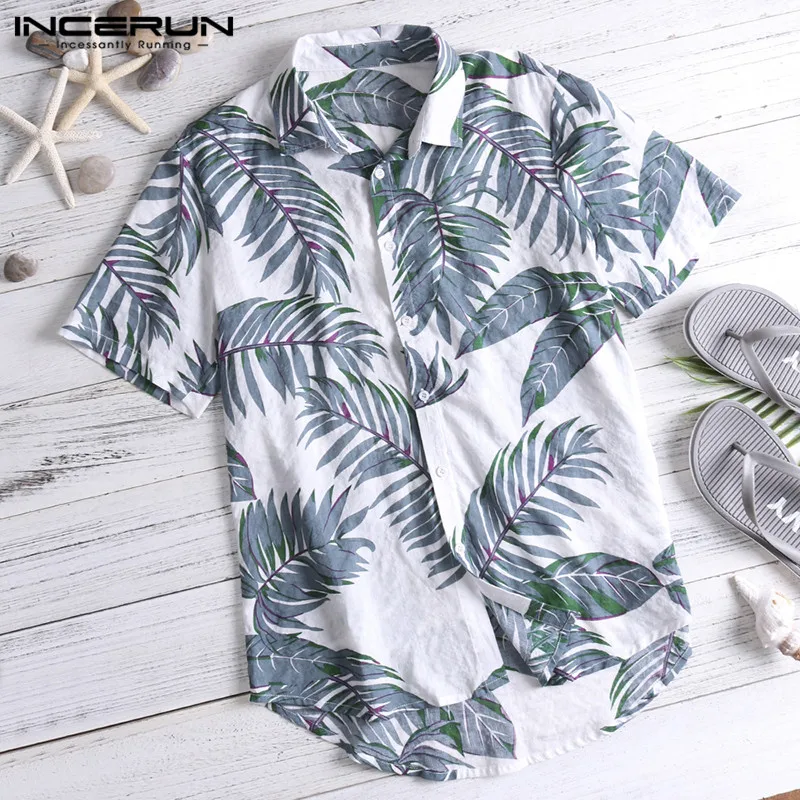 INCERUN الصيف طباعة الرجال قميص هاواي صيفي قصيرة الأكمام الشارع الشهير قمم عارضة عطلة النساء الشاطئ قمصان Camisa الغمد 2019 5XL INCERUN الصيف طباعة الرجال قميص هاواي صيفي قصيرة الأكمام الشارع الشهير قمم عارضة عطلة النساء الشاطئ قمصان Camisa الغمد 2019 5XL