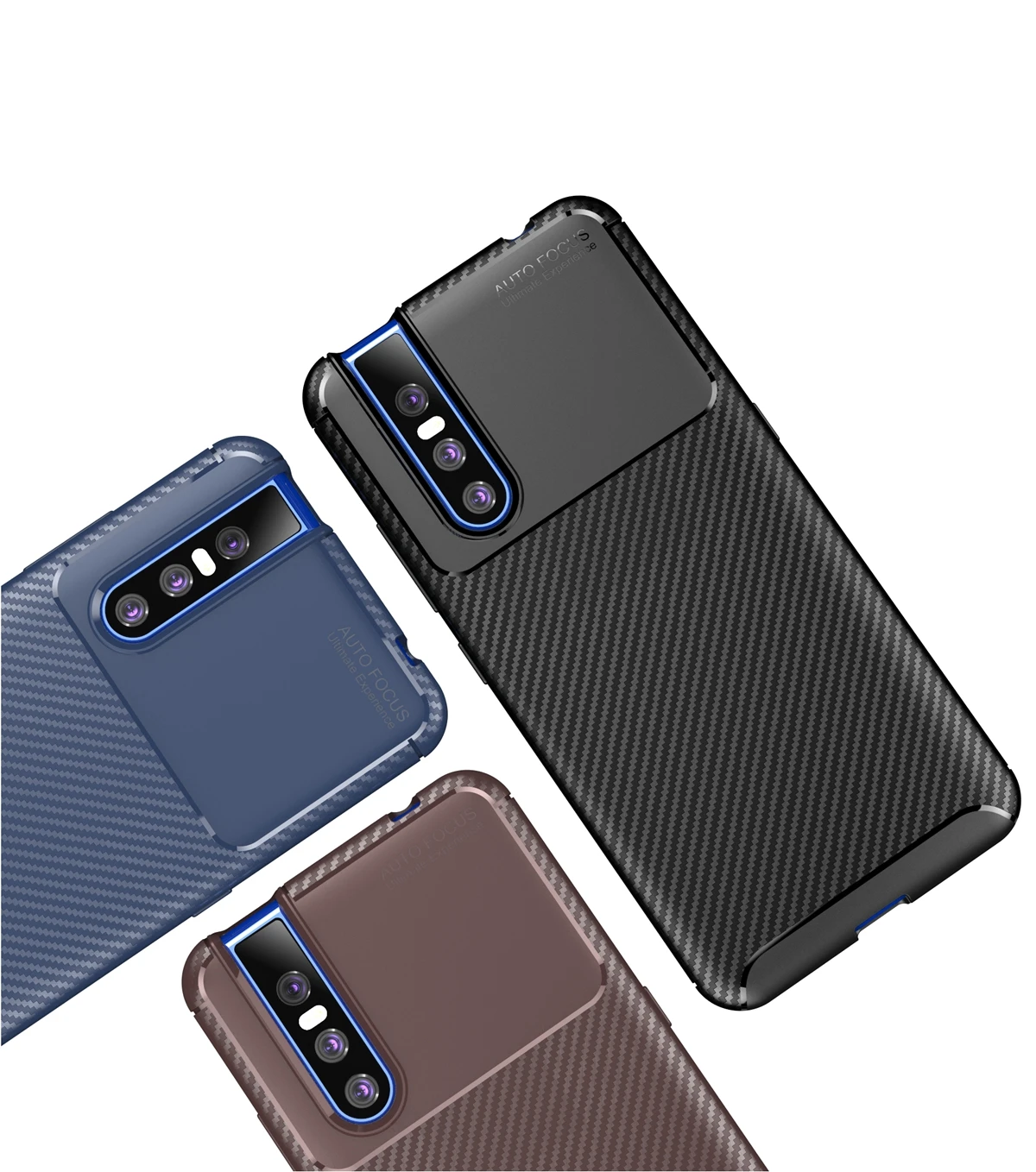 for Vivo V15 Pro Case Slim Fit Soft TPU Phone Case Shockproof Carbon Fiber Dual Layer Silicone Armor Cover Full Ptotection