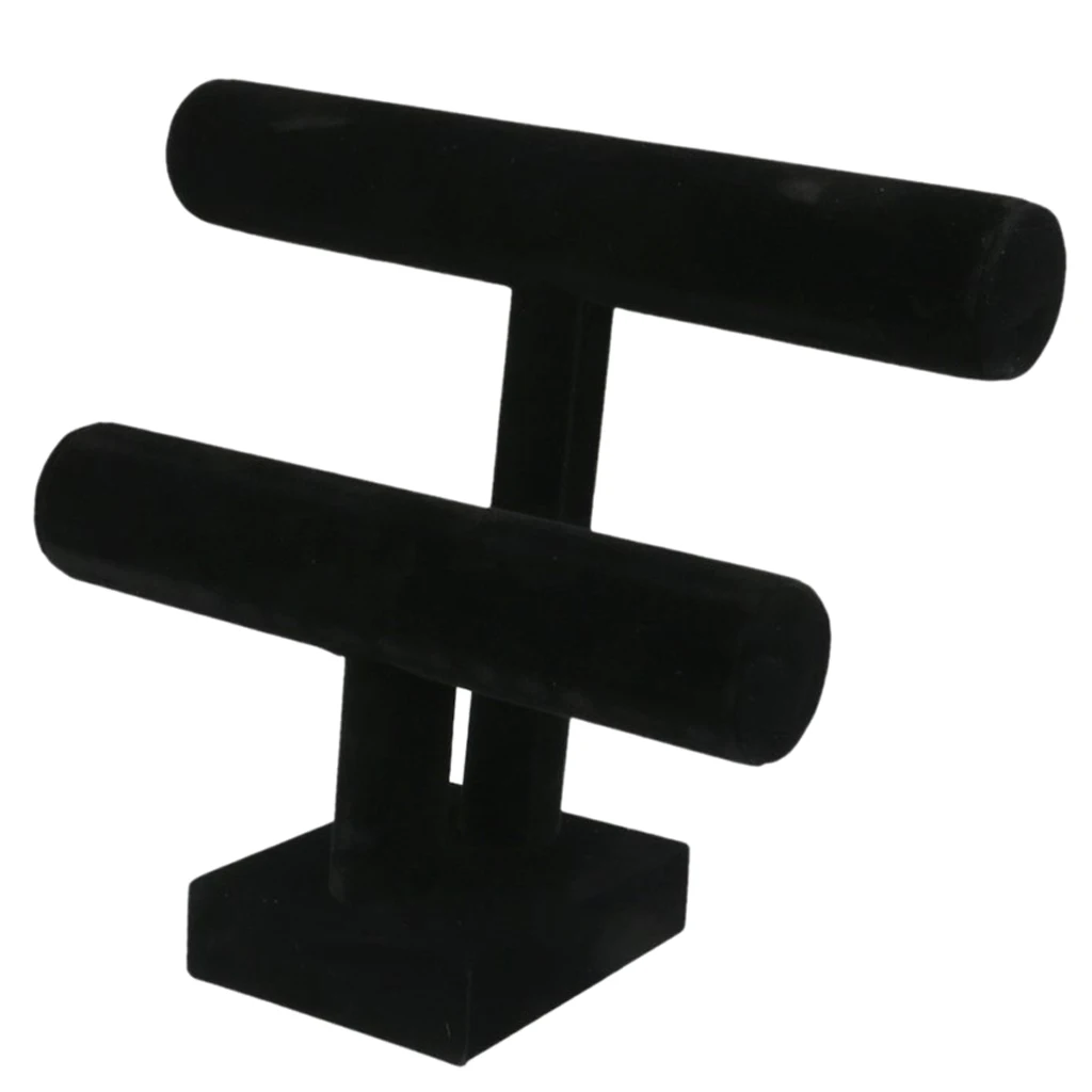 

CSS 2-Tier Bangle Bracelet Display Holder T-Bar Stand Black