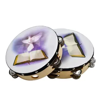 

Double Row Tambourine 8/10 Inch 2 Row Jingle Percussion Instrument Easy To Play Tambourine For Any Party Concert Church Choir