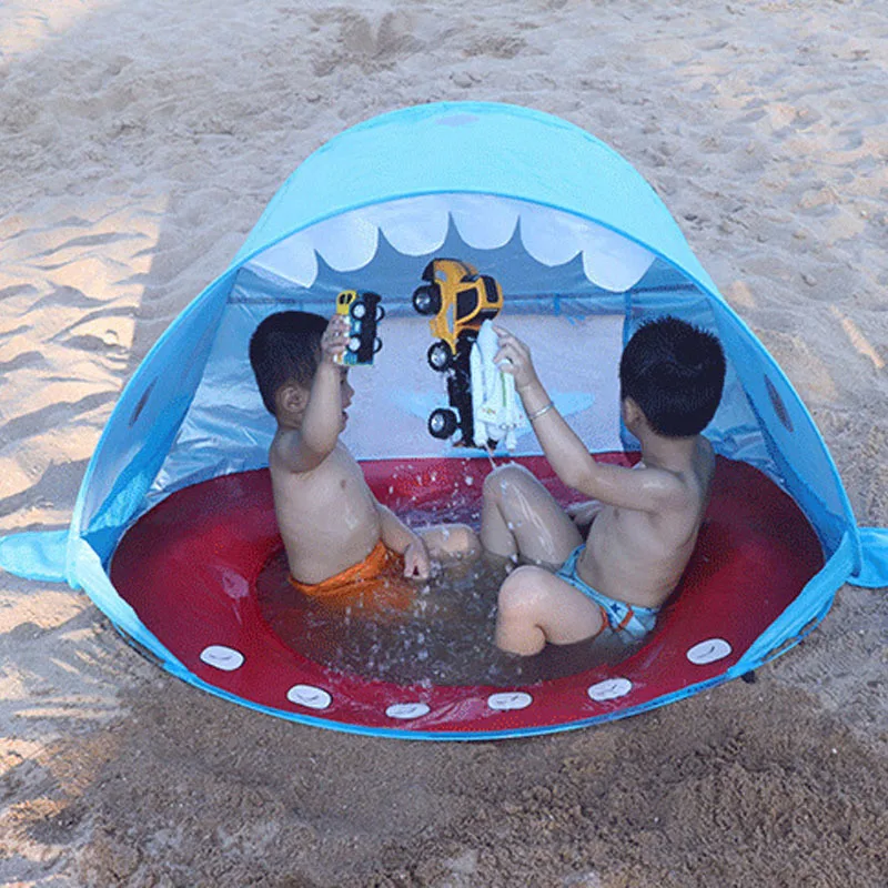Детская Пляжная палатка в форме акулы с защитой от УФ-лучей для бассейна, навес для защиты от солнца, навес для кемпинга для детей