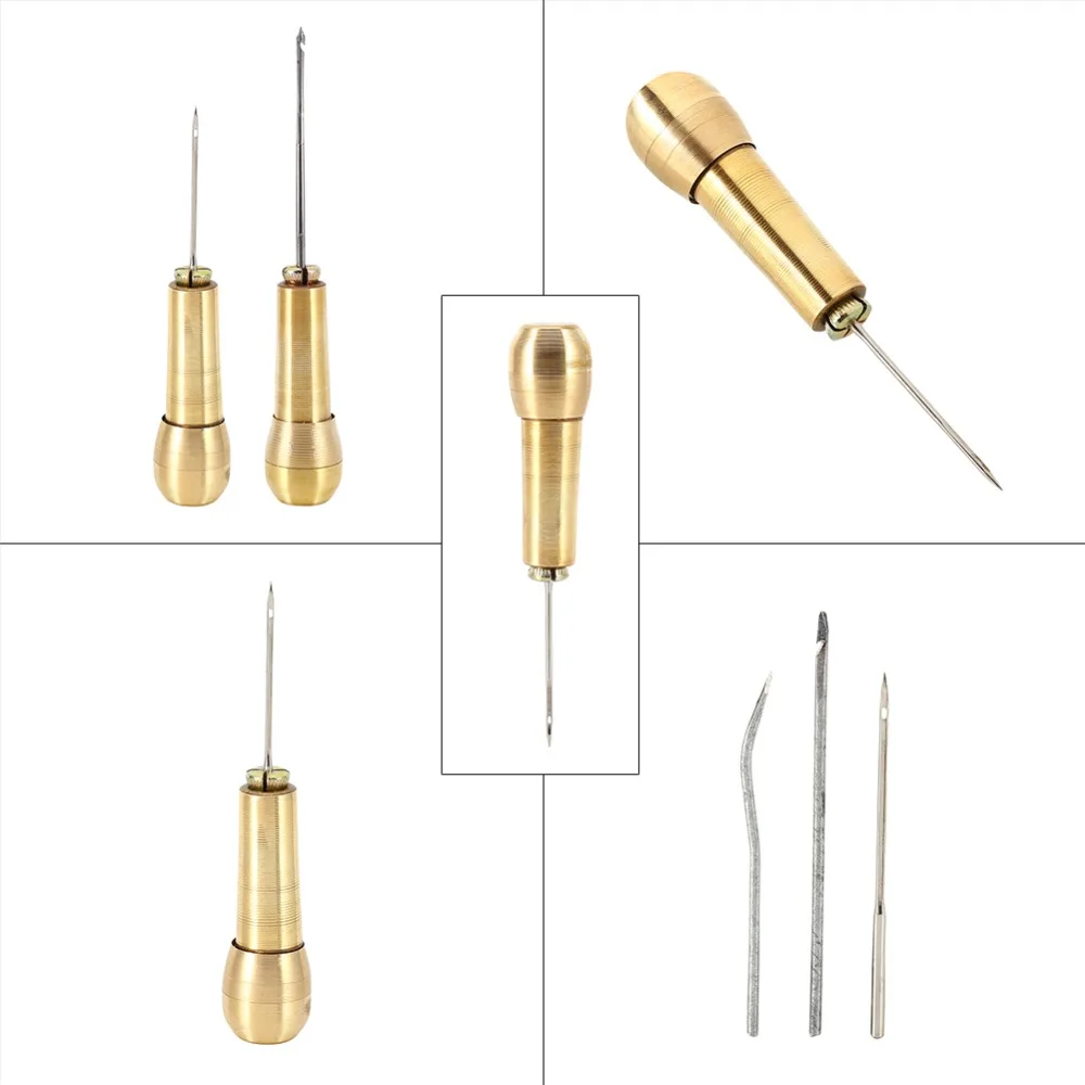 

Hand Stitcher Canvas Leather Tent Shoes Sewing Awl Leather Craft Taper Shank Needle Hole Hook Set