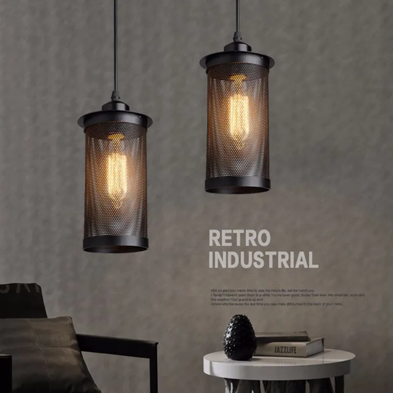 

Retro Minimalist Iron Cage Pendant Light Industrial Metal Ceiling Lamp Loft Living Room Indoor Hanging Lamp With E27 Light Bulbs