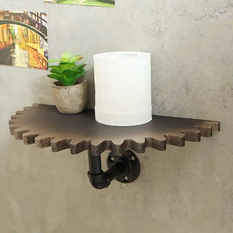 

Storage Rack Holder Kitchen Bathroom Organizer Retro Steampunk Display Wall Shelves Bracket Vintage Industrial Pipe Decoration