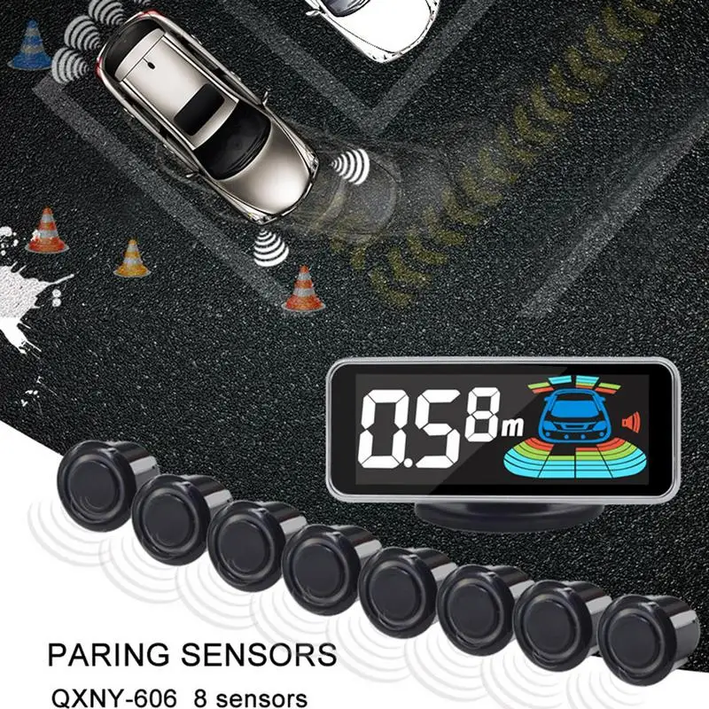 Sensor de aparcamiento QXNY 8 sensores coche marcha atrás Radar aparcamiento coche Detector asistencia de estacionamiento Radar reverso