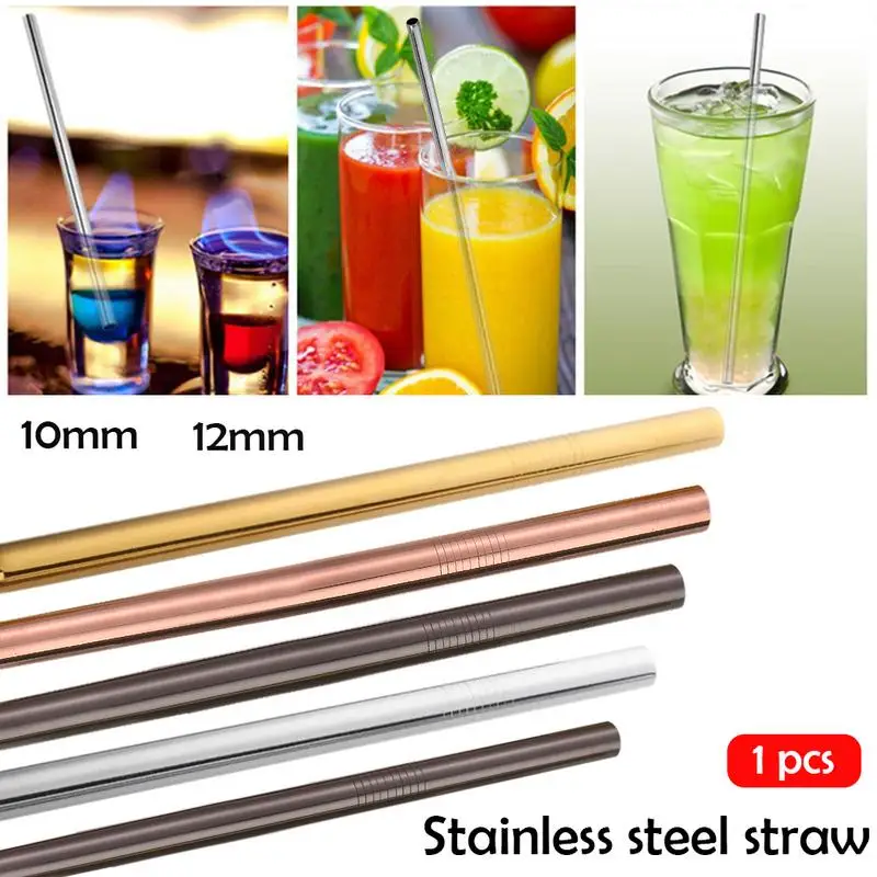 

Fashion 304 Stainless Steel Rose Gold Straws Reusable Straight Metal Drinking Straw With Cleaner Brush Set Party Bar Accessory