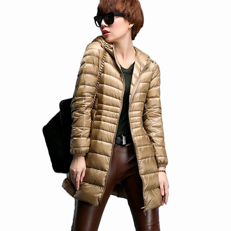 

Down Parka 2016 Famous Brand Designer Winter Jacket Women Long White Duck Down Jacket Outwear Ultralight Hooded Thin Coat