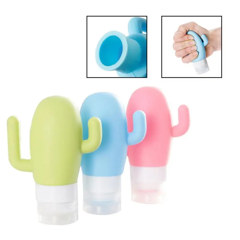 Harga 3 Pcs Kaktus Silikon Sub Botol Shower Embun Lotion Perjalanan Kemasan Botol untuk Menyimpan Produk Perawatan Kulit Sampo Shower gel