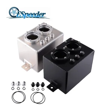 

ESPEEDER 3L Universal Fuel Surge Tank Double-port Billet Aluminum Oil Catch Tank Swirl Pot AN6 Fitting 044 Fuel Pump High Flow