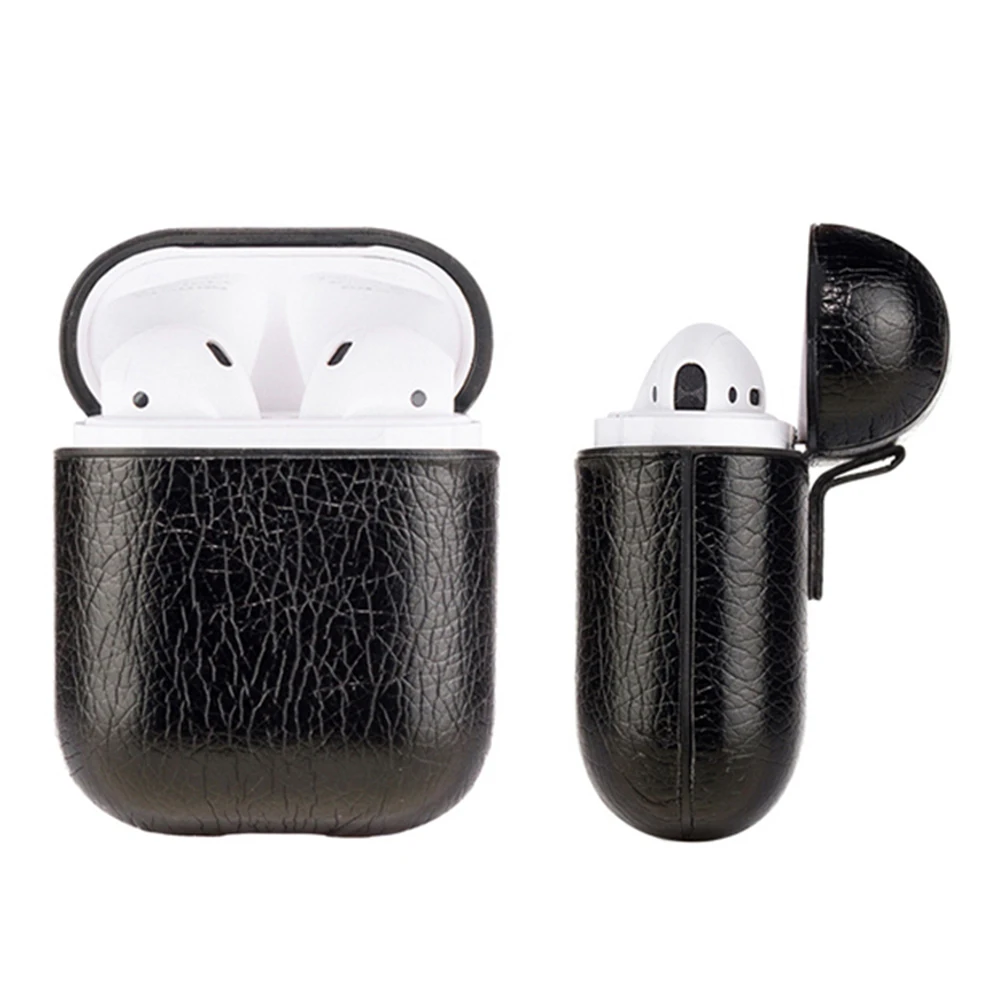 Кожаный чехол для Airpods защитный держатель наушников Apple беспроводной Чехол
