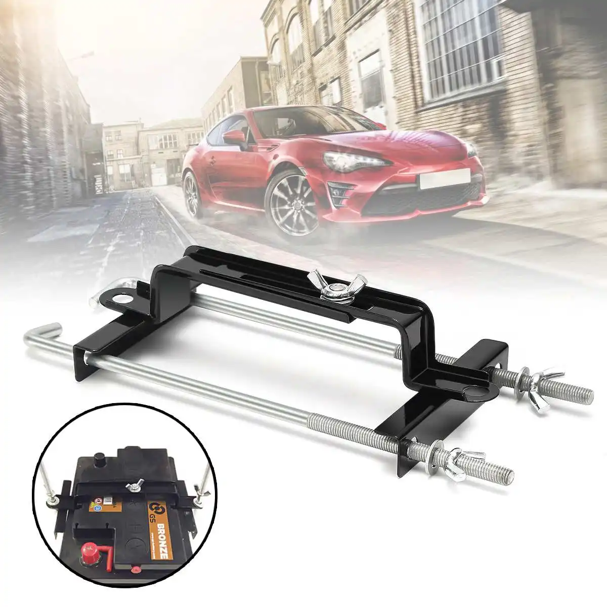 

Battery Retaining Holding Universal Fitting Bracket Clamp Bracket Bolt Tie Hold Down Kit For Car Van Boat Kit for Car Van Truck