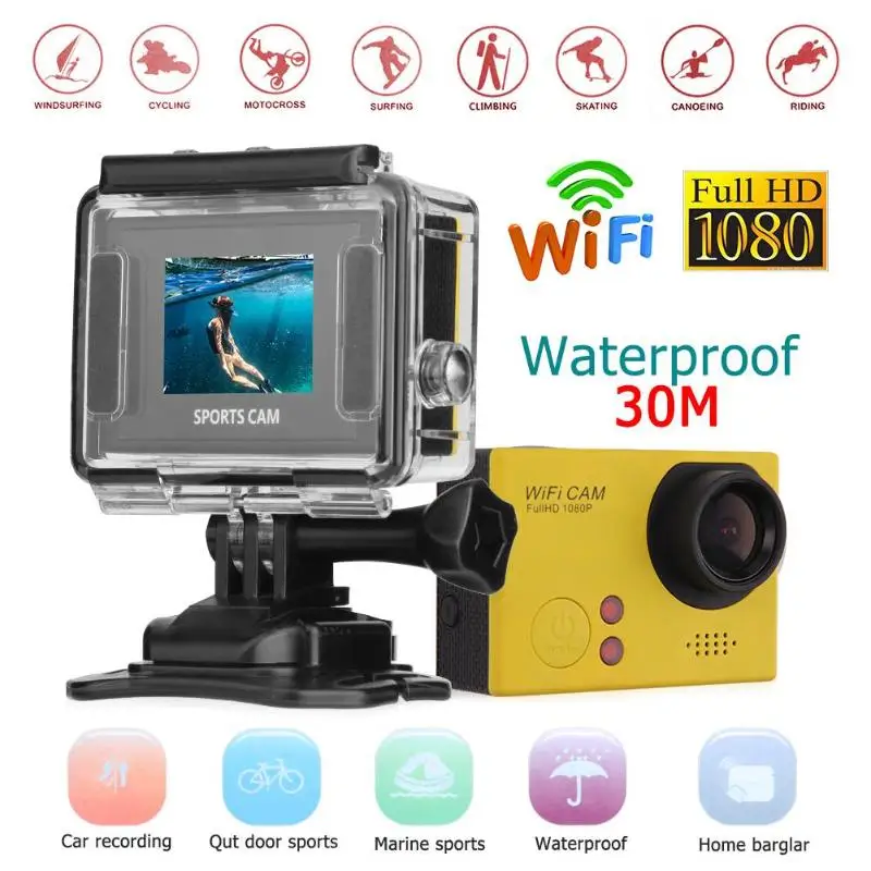 

F58 1.5in HD 1080P 60fps WiFi HDMI 8 MP Action Camera 1.5in TFT Screen 30m Waterproof Sports DV Camcorder with Remote Control