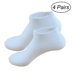 4 пары мужских носков, повседневные носки с низким вырезом, тонкие лоферы, нескользящие носки для лодок, голеностопный сустав (белые)
